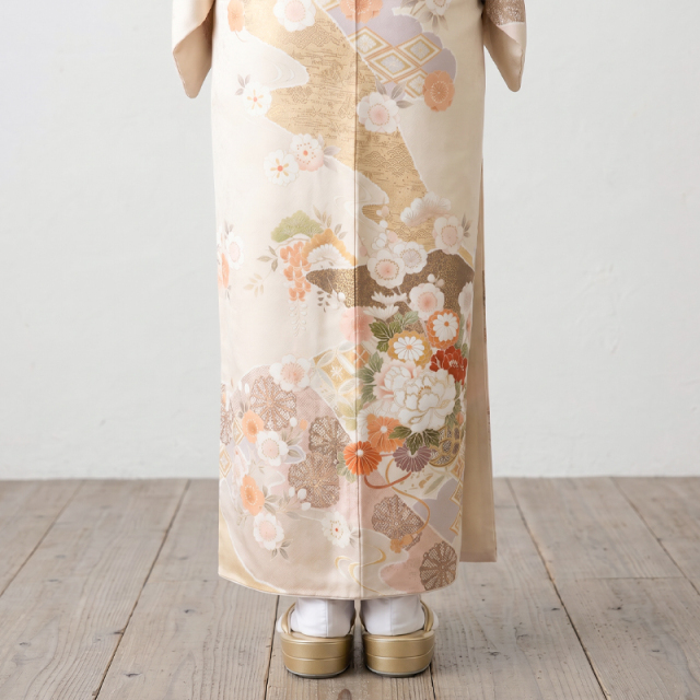 訪問着 レンタル トールサイズ 高身長 160-175cm クリーム 正絹