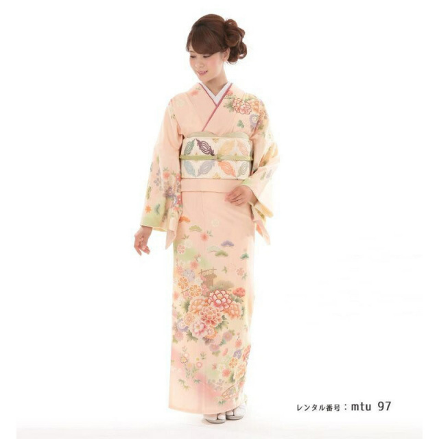 訪問着 ジャパンスタイル ピンク 大牡丹と四季花々/mtu_97 