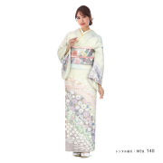 訪問着　桂由美　山水辻ヶ花霧文　グリーンイエロー　S/mtu_140