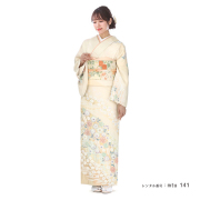 訪問着　桂由美　山水辻ヶ花霧文　クリームイエロー/mtu_141