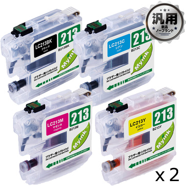 インクカートリッジ お徳用4色パック LC213-4PK 汎用品（新品・ノーブランド）＜2パック入＞