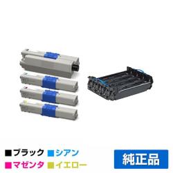 沖データ OKI TNR-C4JK1/C1/M1/Y1トナーカートリッジ/ID-C4LAドラム1本 4色/ブラック/シアン/マゼンタ/イエロー 純正 C301dn 用トナー