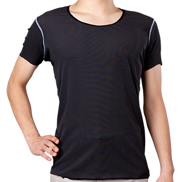 男性用／半袖（襟回り狭い）／黒色／トラタニ 好循環シャツ851