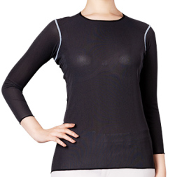 女性用／なが袖（襟回り狭い）／黒色／トラタニ 好循環シャツ802