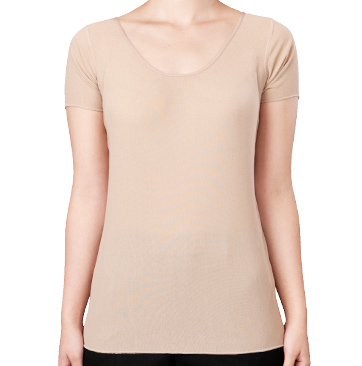 女性用／半袖（襟回り広い）／モカ色／トラタニ 好循環シャツ801