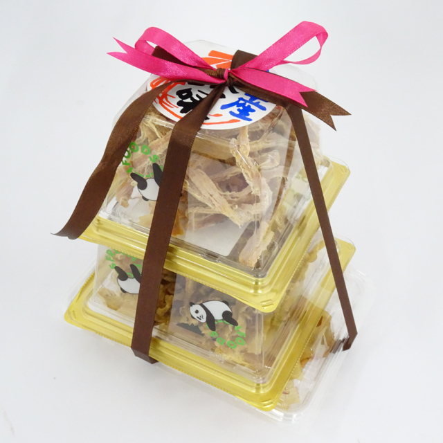 あたりめ,焼きえいひれ,焼ひも珍味3点セット※リボンの色はおまかせになります。