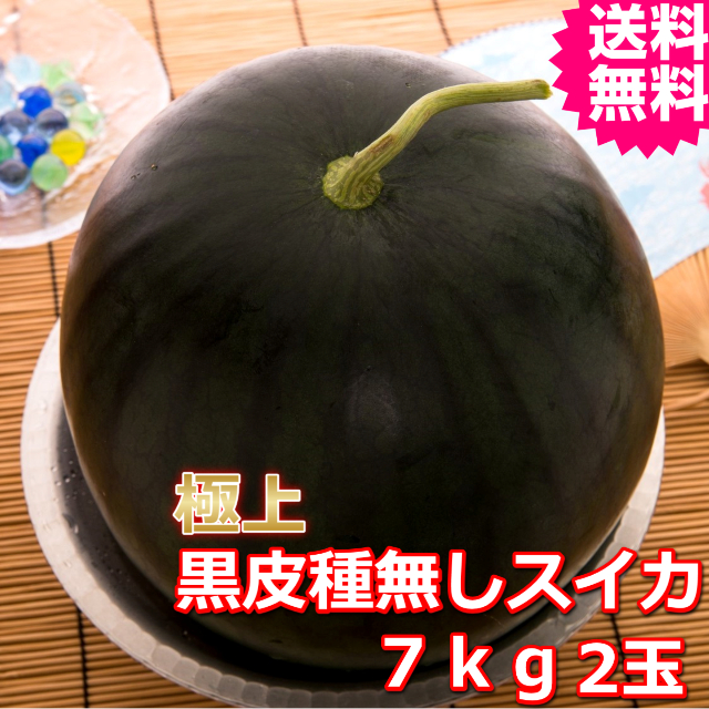 鳥取産極上黒皮種無しスイカ　２Ｌ　２玉　(送料無料　お中元）