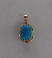 トルコ石付き 18K ゴールド ペンダントトップ