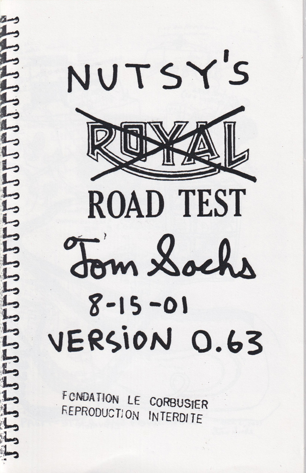 Tom Sacks: Nutsy's Road Test Version 0.63 (re-issue)