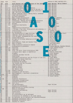 OASE 100: The Architecture Of The Journal