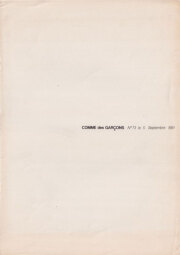 COMME des GARCONS N.73 le 5 Septembre 1981 / Kazumi Kurigami
