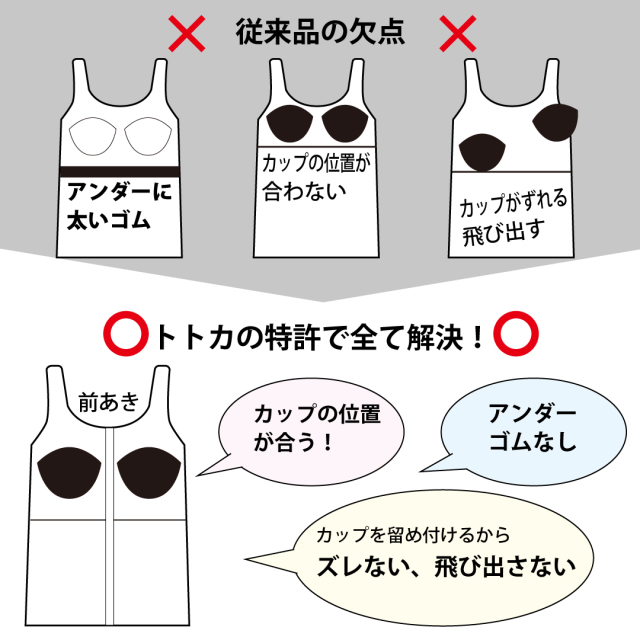 前開き肌着　カップ付き　乳がん術後