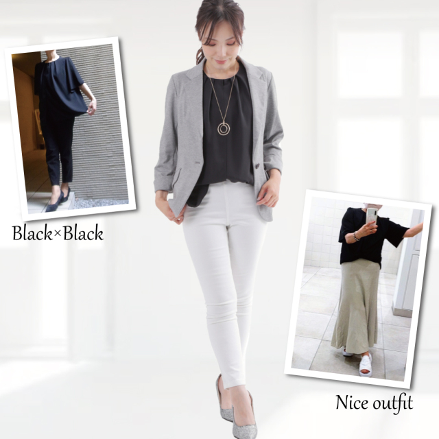 カップ付きカットソー 前開き ブラックフォーマル チュニック