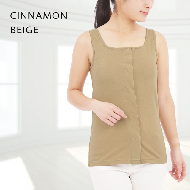 カップ付きタンクトップ ゴムなし 綿100 ベージュ