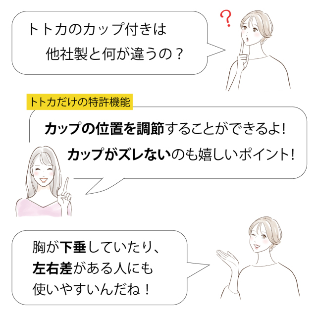 スクエアネック カップ付きタンクトップ ゴムなし 綿