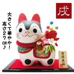 置物　干支　戌　イヌ　犬　２０１８　平成３０年　正月飾り　リュウコドウ　和紙　可愛い 狛犬　大きめ