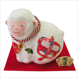 干支・申年　「ちりめん申の字　申　」　龍虎堂　ちりめん　　正月飾り　日本製　置物