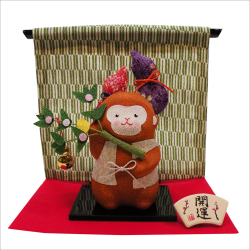 ちりめん　申　猿　干支　飾り　置物　お正月　