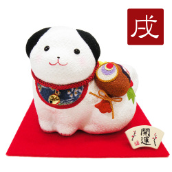 置物　干支　戌　イヌ　犬　２０１８　平成３０年　正月飾り　リュウコドウ　ちりめん　可愛い