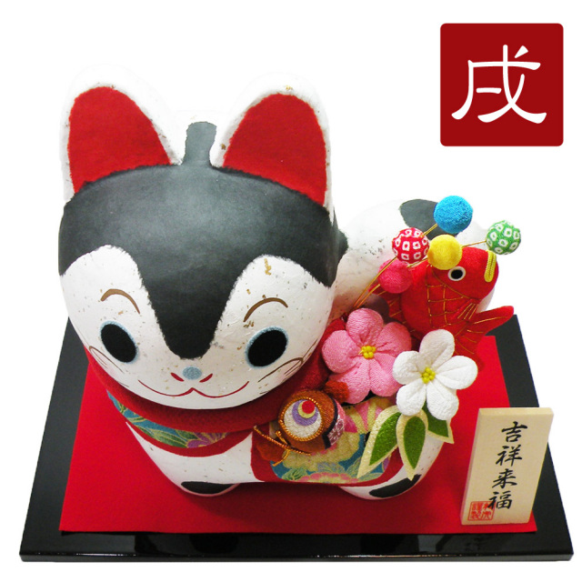 大きめサイズ】干支・戌年・2018 「ちぎり和紙 彩り縁起こま犬