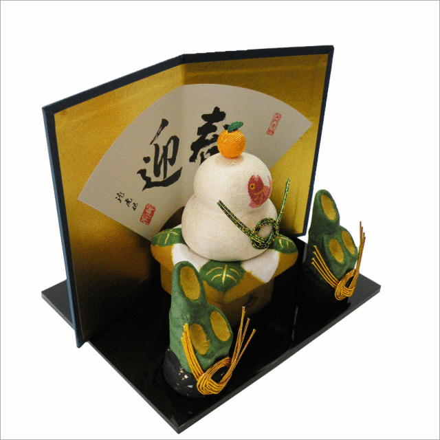 正月飾り 「ちぎり和紙（小）鏡餅門松セット」 龍虎堂 リュウコドウ