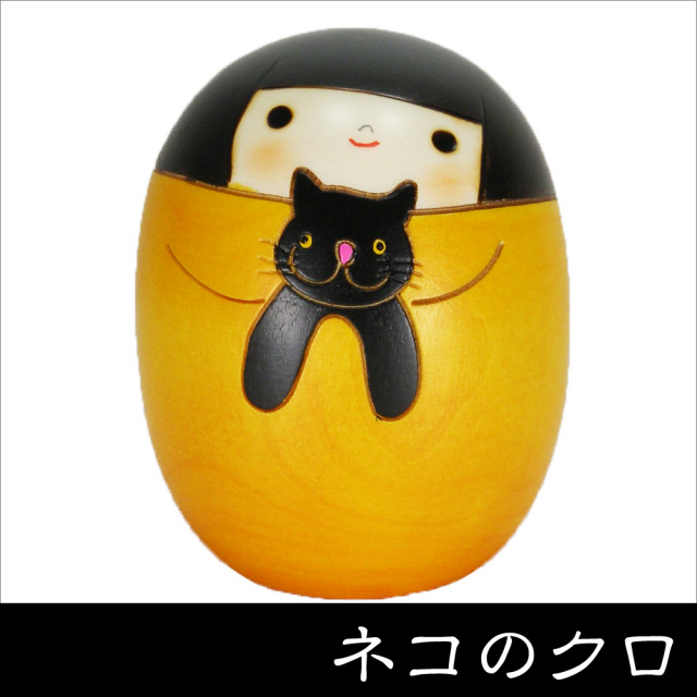♡°+猫の顔のこけし 木製♡°+♫•*¨*•.¸¸♪ ♡°+猫の顔のこけし 木製♡°+♫•*¨