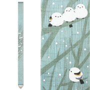 細タペストリー　シマエナガ　京都 洛柿庵　らくしあん　麻100%　和モダン　インテリア