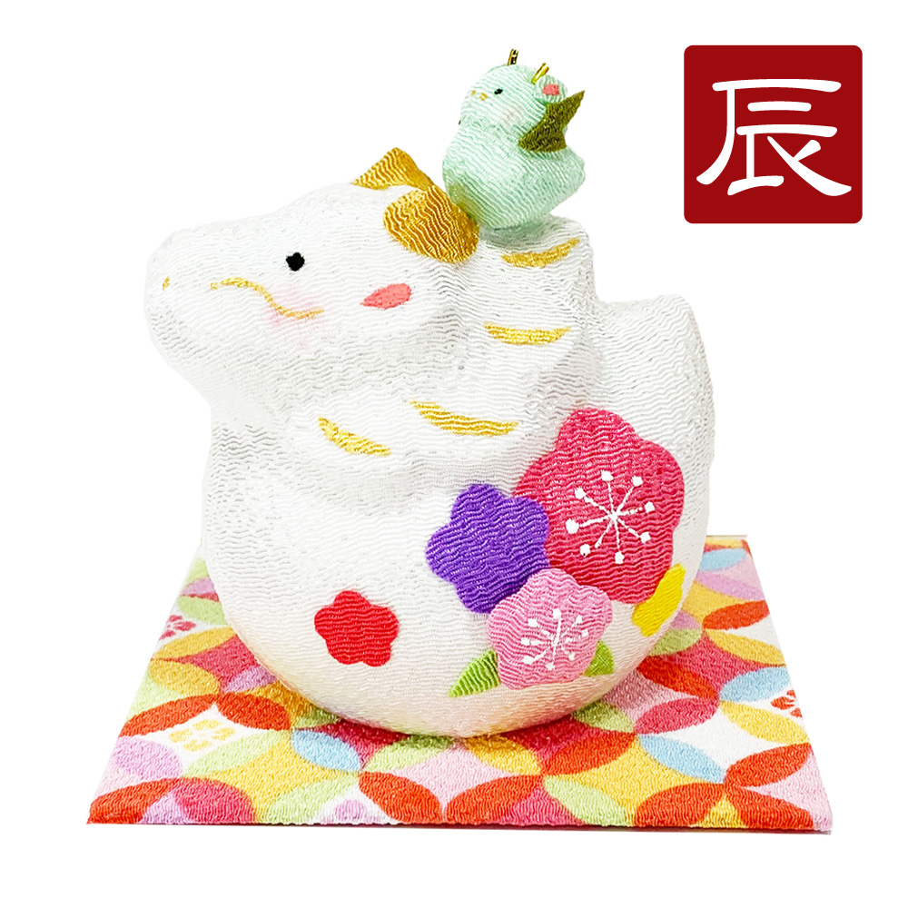 干支飾り　花親子辰　辰年　置物　龍　ちりめん　迎春飾り　202４年　正月飾り　ちりめん細工　リュウコドウ