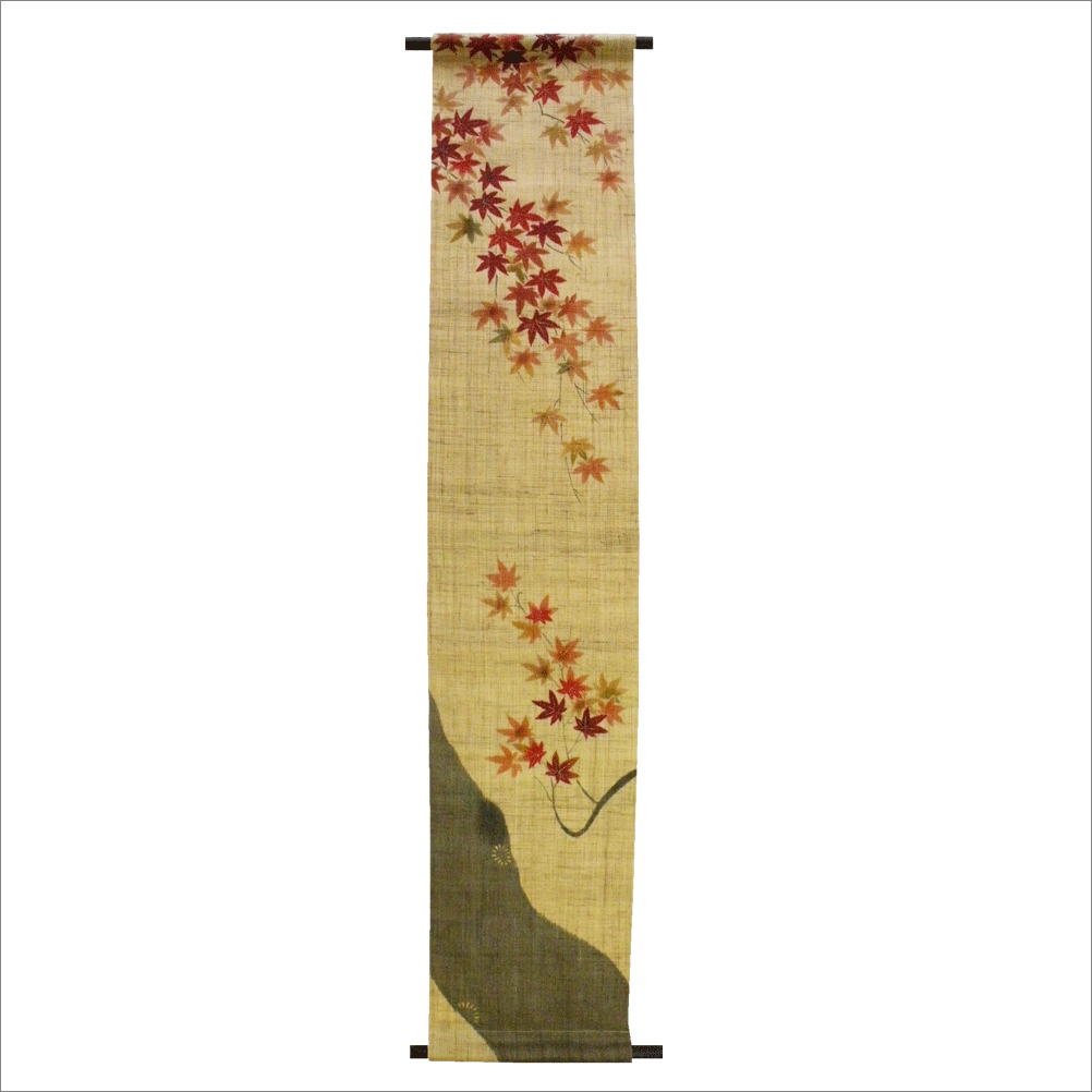 洛柿庵　タペストリー　もみじ　本麻　手描き　　