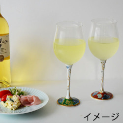 ハイレッグワイングラス　小（染錦葡萄）