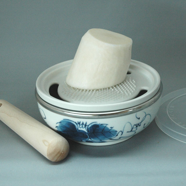 両面おろし水切り網すり鉢セット（ぶどう絵）