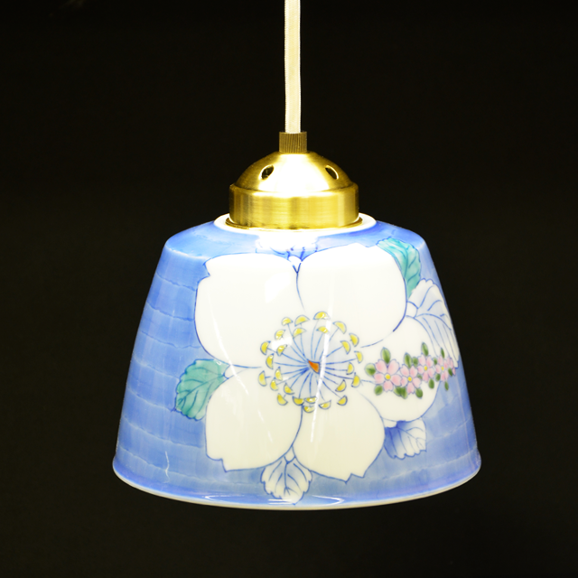 有田焼ペンダントライト 色絵スタイル 浮き花