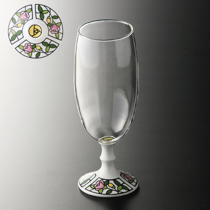 有田浪漫ビールグラス　ビートロ（薔薇）