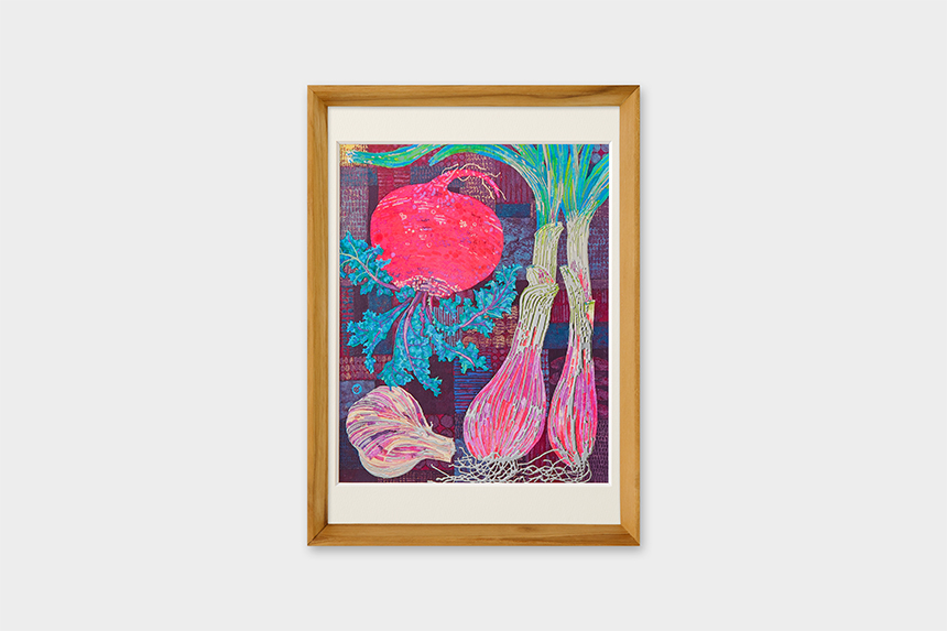 Yuko Kurihara　「根と菜」　A4　アートポスター　CWプリント　〔アート タッチ〕【送料無料】