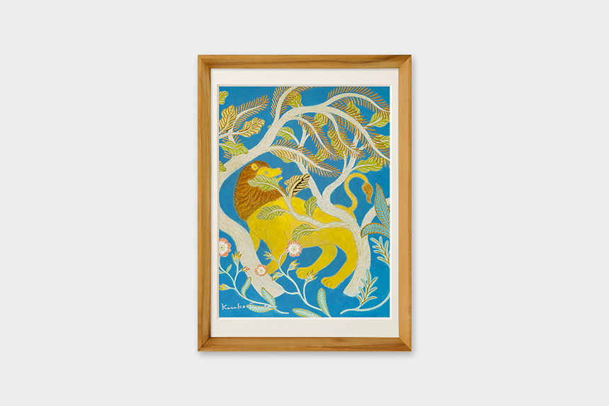 Kazuko Furuta　「ライオンと森」　A4　アートポスター　CWプリント　〔アート タッチ〕【送料無料】