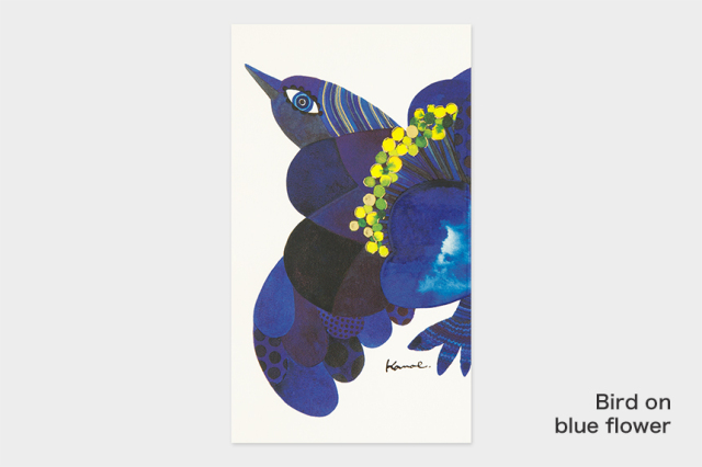 Kanae Kouno　ポストカード CWプリント 〔アート タッチ〕【10点までネコポス配送可】/Bird on blue flower