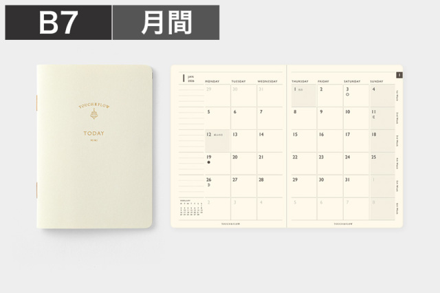 〔トゥデイ〕B7 マンスリーブロック 手帳 2026年版【4点までネコポス配送可】