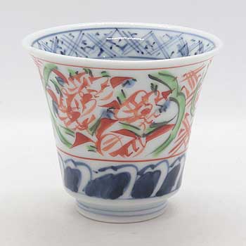 手描き万歴反り杯