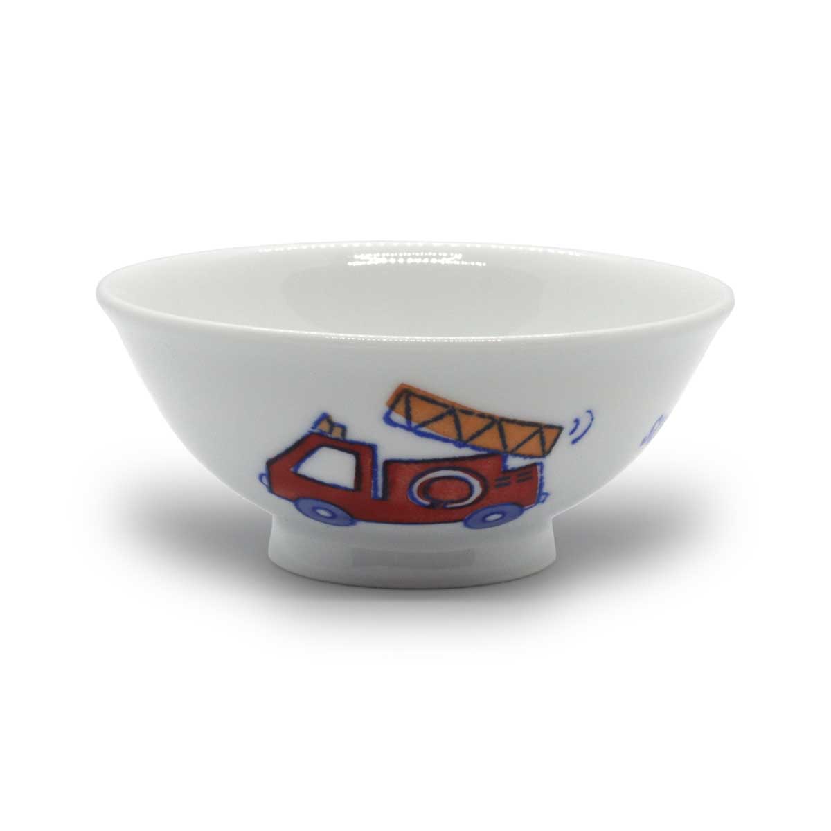 有田焼 色絵 子供食器 消防車 めし碗