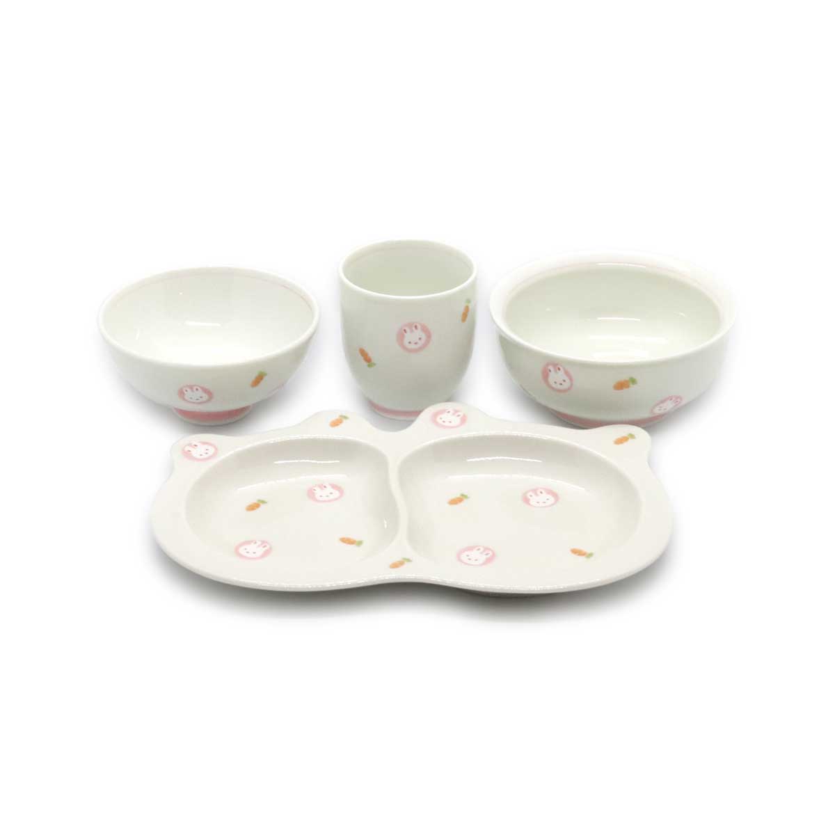 有田焼 色絵 子供食器  4点セット ミニうさぎ