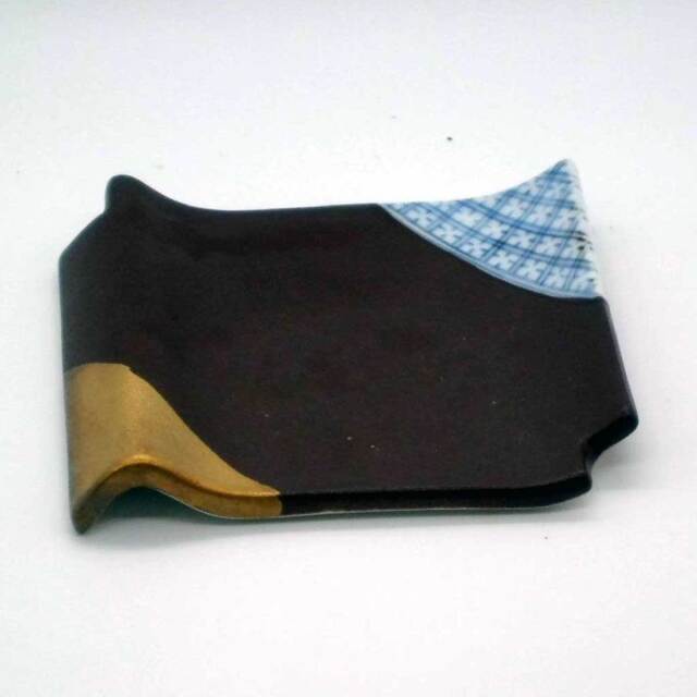 有田焼 瓦型 南蛮 錆金 地紋 のり皿