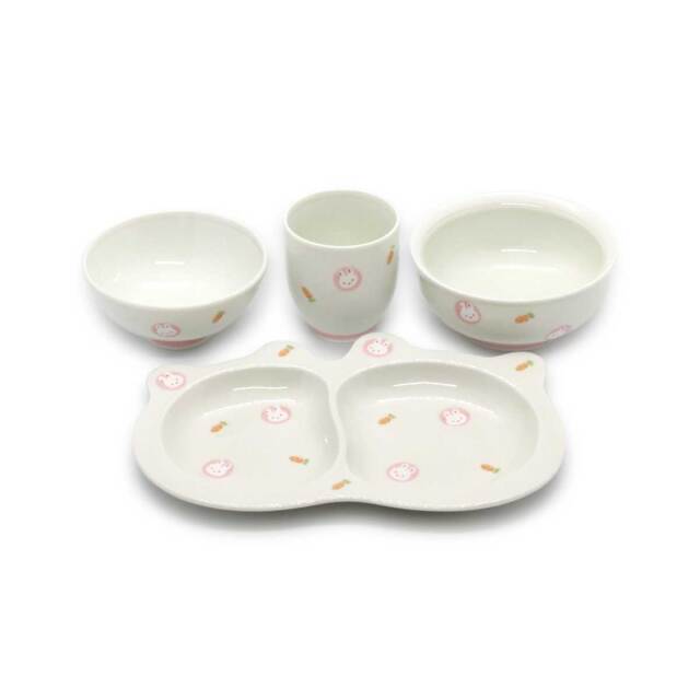 有田焼 色絵 子供食器  4点セット ミニうさぎ