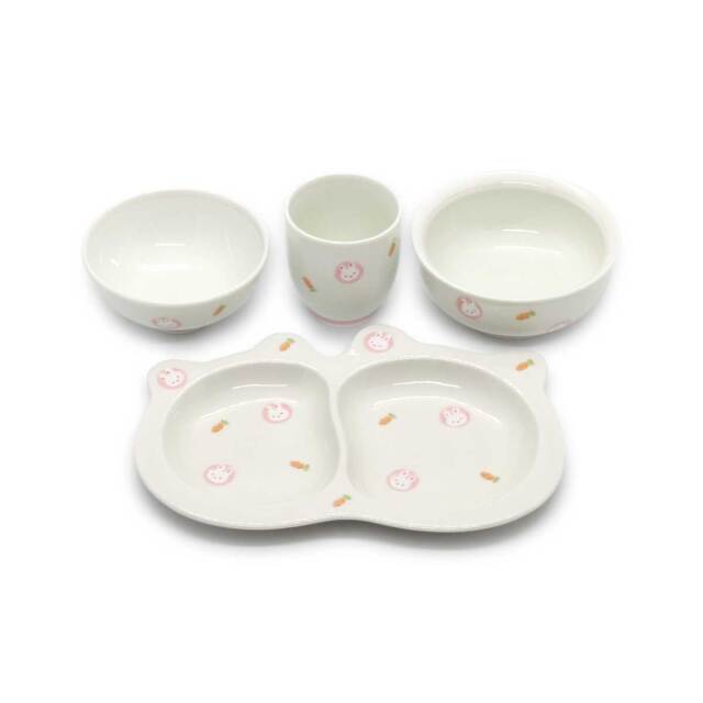 有田焼 色絵 子供食器  4点セット ミニうさぎ
