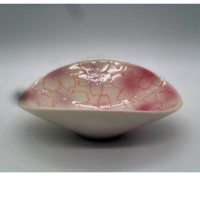 有田焼 淡釉 桜絵 笹型 銘々皿