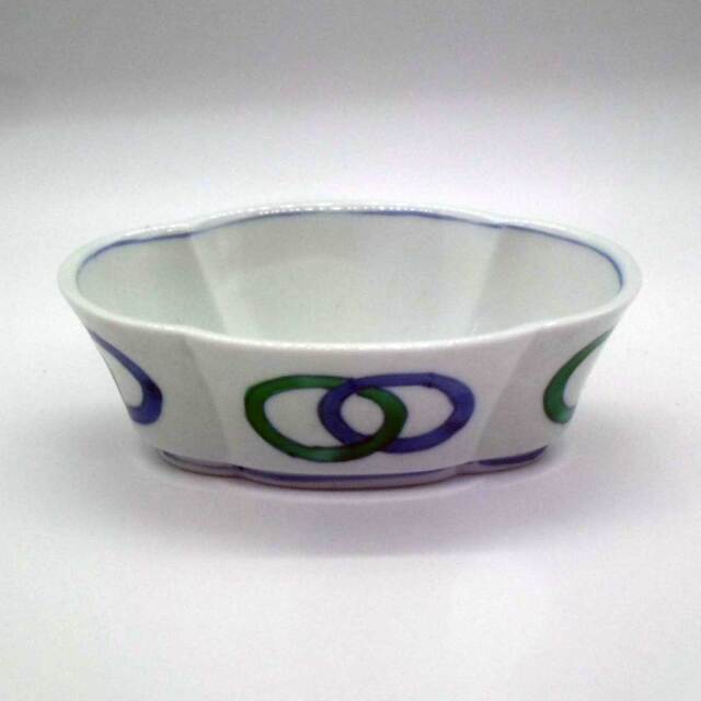 有田焼 色絵 輪つなぎ紋 小丼 篠原渓山窯