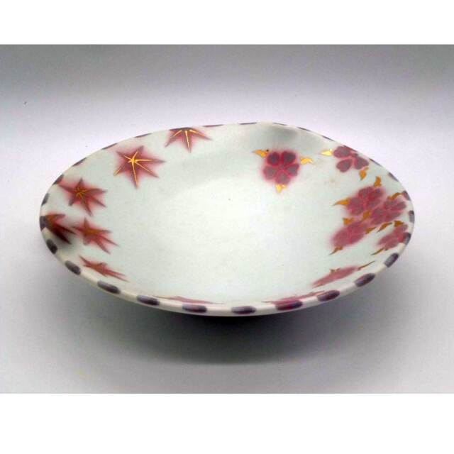 有田焼 琥山作 紅葉 飾り皿 直径:約39.5cm 大皿