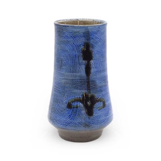 黒牟田焼 塩釉 青花瓶 丸田正美窯 