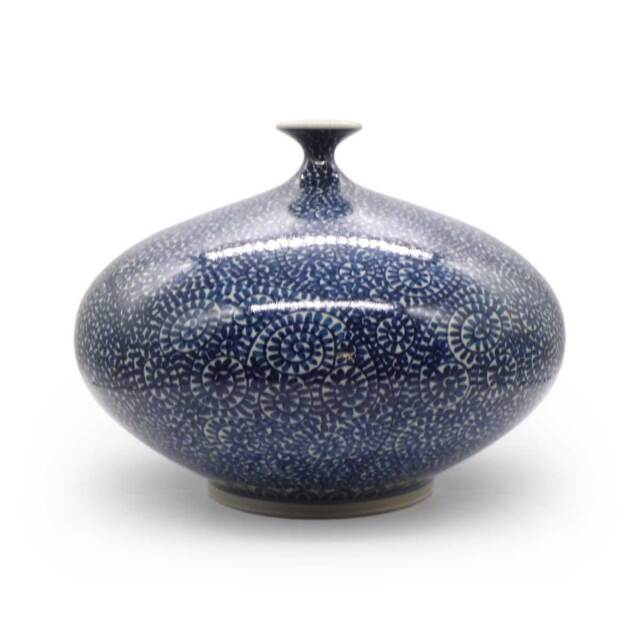 染付 たこ唐草 花瓶 松尾松庵作