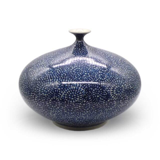 染付 たこ唐草 花瓶 松尾松庵作