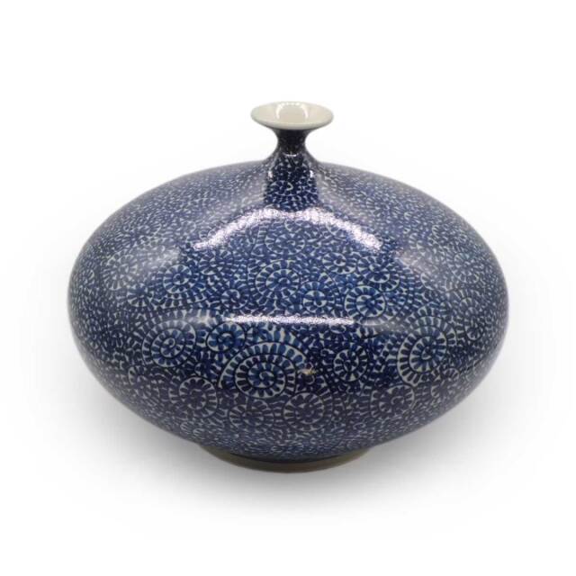 染付 たこ唐草 花瓶 松尾松庵作